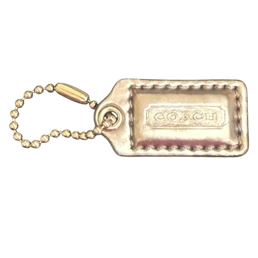 Coach Metallic Silver Keychain Tag Fob Purse Charm